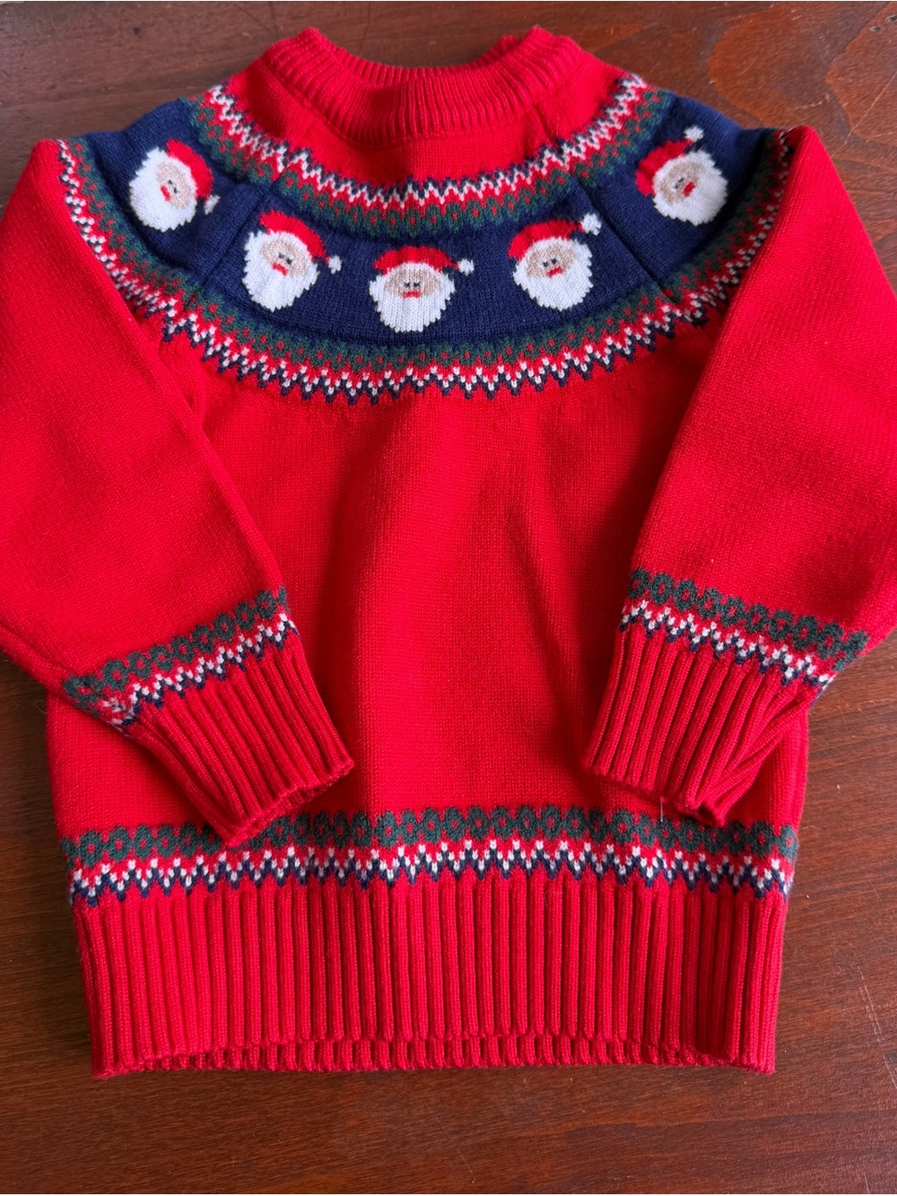 Red Santa Yoke Holiday Sweater- 3years